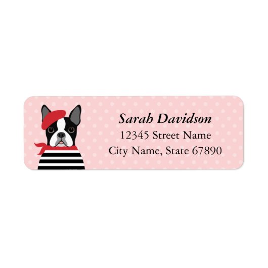 Boston Terrier Return-adreslabels Etiket (Voorkant)