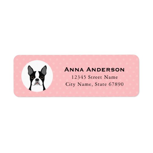 Boston Terrier Return-adreslabels Etiket (Voorkant)