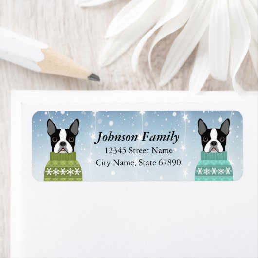 Boston Terrier Return-adreslabels Etiket (Insitu)