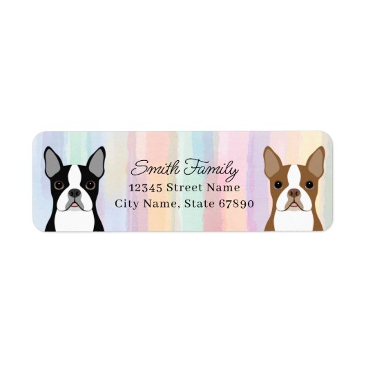 Boston Terrier Return-adreslabels Etiket (Voorkant)