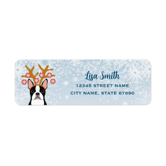 Boston Terrier Return-adreslabels Etiket (Voorkant)