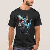 Boston Terrier Riding Dinosaur Funny Lover T-shirt (Voorkant)