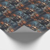 Boston Terrier Riding Motorfiets Halloween Eng Cadeaupapier (Hoek)