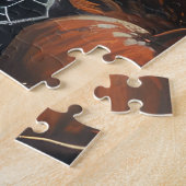 Boston Terrier Riding Motorfiets Halloween Eng Legpuzzel (Zijkant)