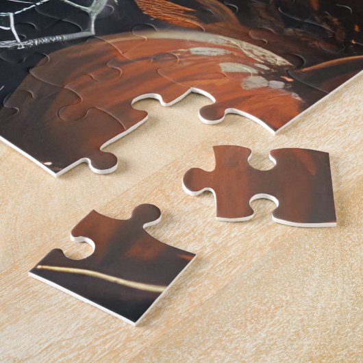 Boston Terrier Riding Motorfiets Halloween Eng Legpuzzel (Zijkant)