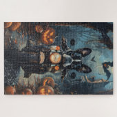 Boston Terrier Riding Motorfiets Halloween Eng Legpuzzel (Horizontaal)
