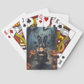 Boston Terrier Riding Motorfiets Halloween Eng Pokerkaarten (Achterkant)