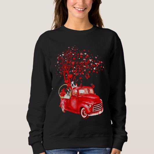 Boston Terrier Riding Red Truck Valentijn Butterfl Trui (Voorkant)