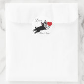 Boston Terrier & Rode Hart Cartoon Ronde Sticker (Tas)