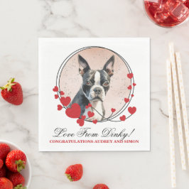 Boston Terrier Rode Hart Kader Hond Foto Servet