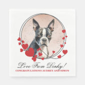 Boston Terrier Rode Hart Kader Hond Foto Servet (Voorkant)