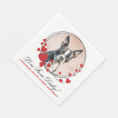 Boston Terrier Rode Hart Kader Hond Foto Servet (Hoek)