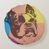Boston Terrier Rond Kussen (Achterkant)