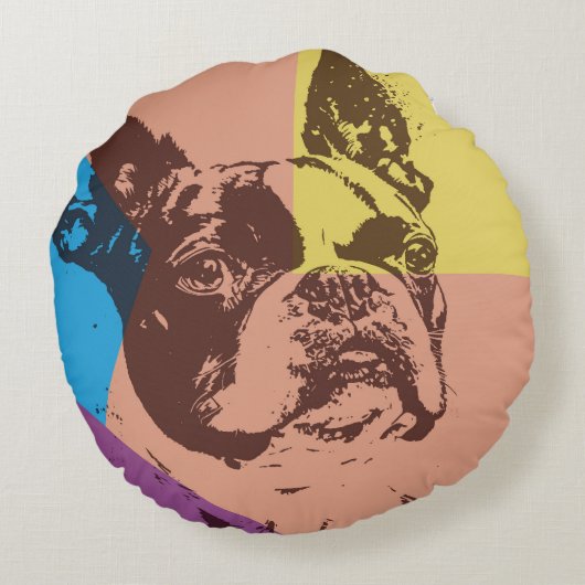 Boston Terrier Rond Kussen (Achterkant)