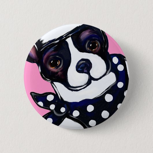 BOSTON TERRIËR RONDE BUTTON 5,7 CM (Voorkant)