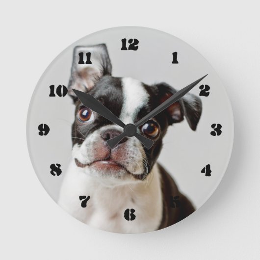 Boston Terrier Ronde Klok (Voorkant)