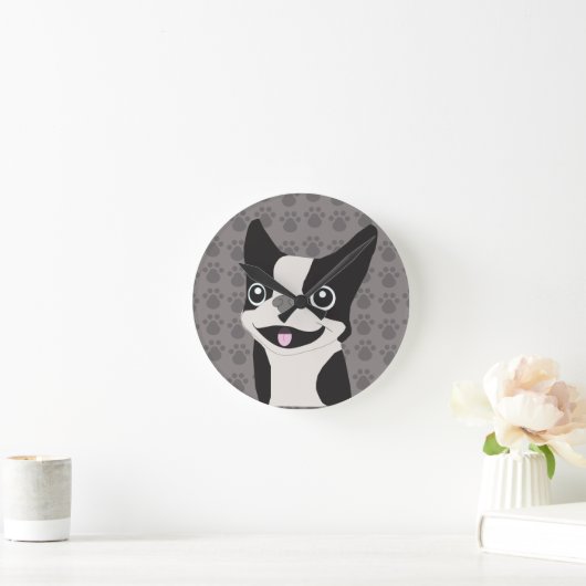Boston Terrier Ronde Klok (Huis)