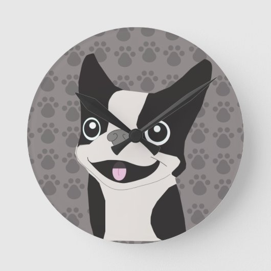 Boston Terrier Ronde Klok (Voorkant)