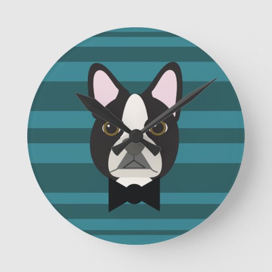 Boston Terrier Ronde Klok (Voorkant)