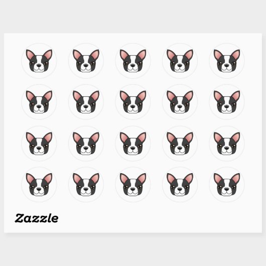 Boston Terrier Ronde Sticker (Vel)