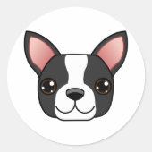 Boston Terrier Ronde Sticker (Voorkant)