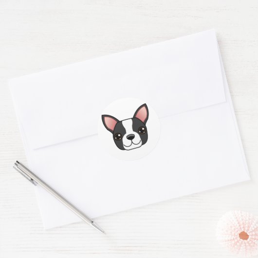 Boston Terrier Ronde Sticker (Envelop)