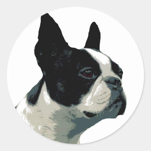 Boston Terrier Ronde Sticker (Voorkant)