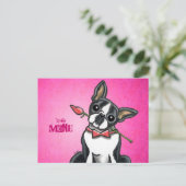 Boston Terrier Roos Love Message Custom Briefkaart (Staand voorkant)