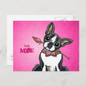 Boston Terrier Roos Love Message Custom Briefkaart (Voorkant / Achterkant)