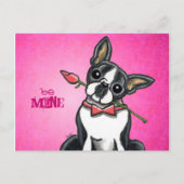 Boston Terrier Roos Love Message Custom Briefkaart (Voorkant)
