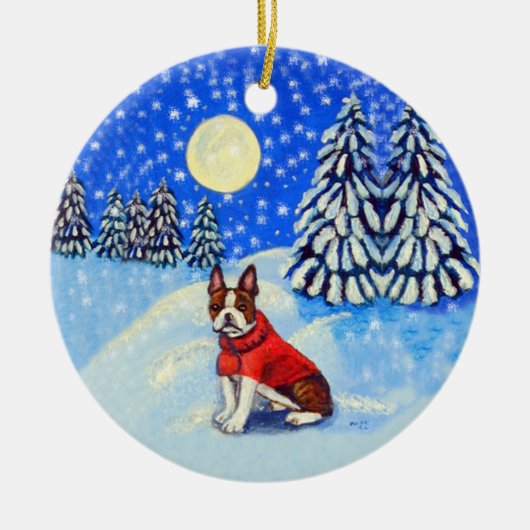 Boston Terrier Round Ornament (Voorkant)