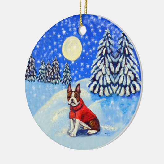 Boston Terrier Round Ornament (Links)