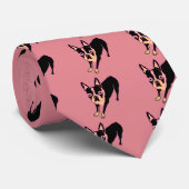 Boston Terrier (roze/blk) Stropdas (Opgerold)