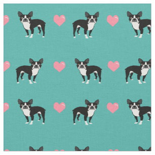 Boston Terrier Roze liefdesharten Stof