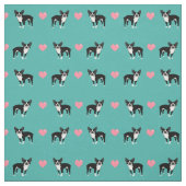 Boston Terrier Roze liefdesharten Stof (Swatch)