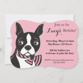 Boston Terrier Roze Verjaardag Custom Invitation Kaart (Voorkant)