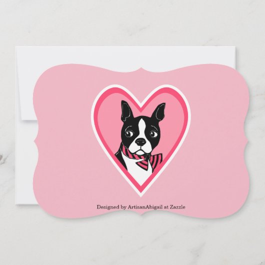 Boston Terrier Roze Verjaardag Custom Invitation Kaart (Achterkant)