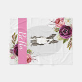 Boston Terrier roze waterverf bloemen Fleece Deken (Voorkant (Horizontaal))