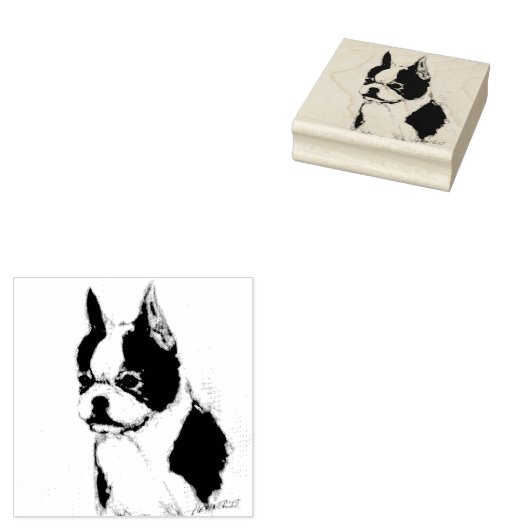 Boston Terrier Rubberstempel (Gestempeld)