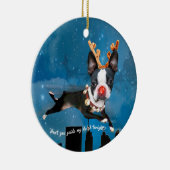 Boston Terrier Rudolph reinherder Holiday-versieri Keramisch Ornament (Rechts)