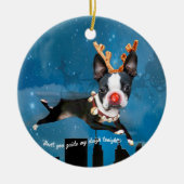 Boston Terrier Rudolph reinherder Holiday-versieri Keramisch Ornament (Voorkant)