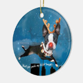 Boston Terrier Rudolph reinherder Holiday-versieri Keramisch Ornament (Links)