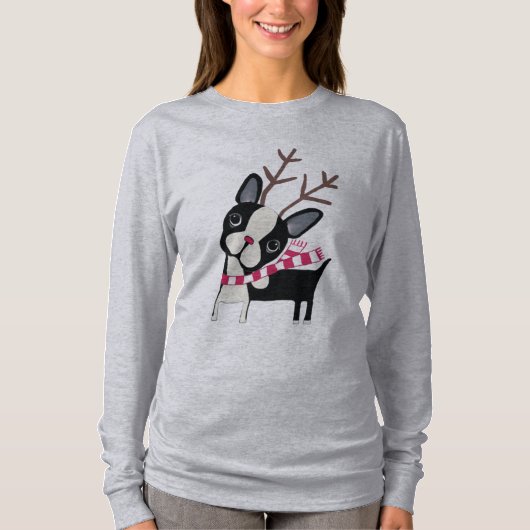 Boston Terrier Rudolph The Reindeer Flowy Shirt (Voorkant)