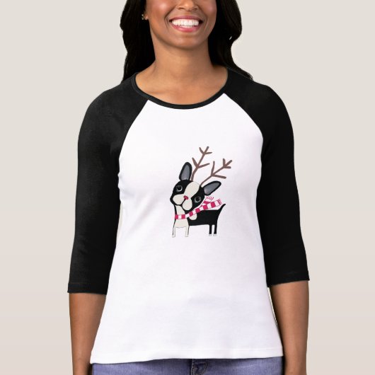 Boston Terrier Rudolph The Reindeer T-shirt (Voorkant)