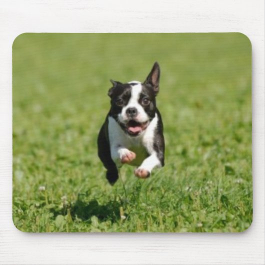 Boston Terrier Running Mousepad Muismat (Voorkant)