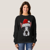 Boston Terrier Santa Dog Santa Hat Xmas Boys K Trui (Voorkant volledig)
