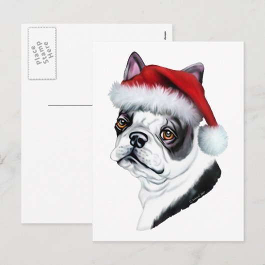 Boston Terrier Santa Feestdagenkaart (Voorkant / Achterkant)