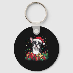 Boston Terrier Santa Hat Funny Christmas Bostie Do Sleutelhanger