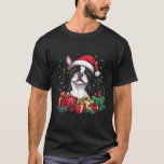 Boston Terrier Santa Hat Funny Christmas Bostie Do T-shirt<br><div class="desc">Activiteiten in de omgeving van Boston Terrier Santa Hat Funny Christmas Bostie Hondenliefhebber</div>