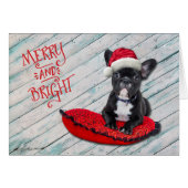 Boston Terrier Santa Hat-kerstKaart (Voorkant Horizontaal)